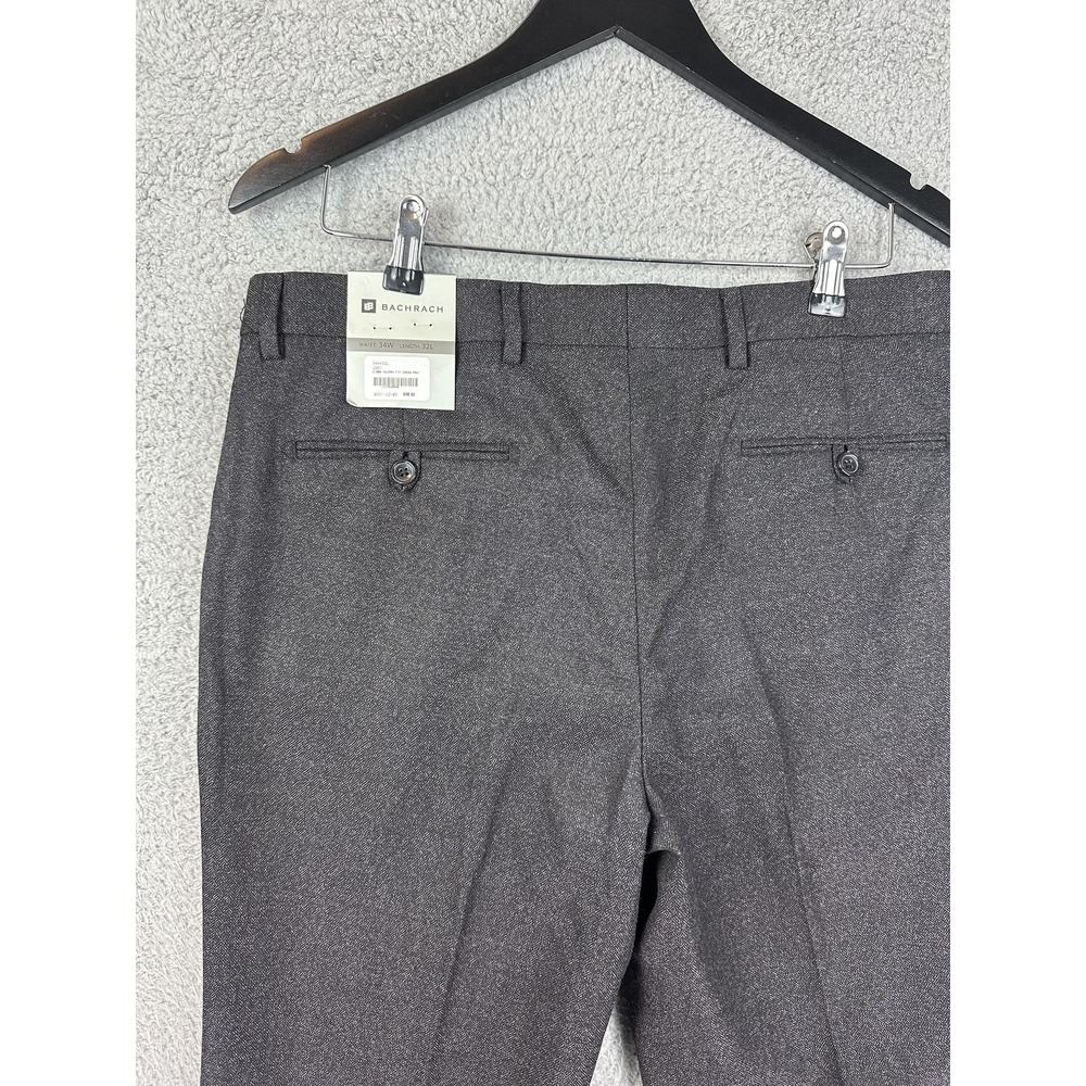 Bachrach Dress Pants Mens 34x32 Grey Gibbs Modern Fit Wool Blend Flat Front New